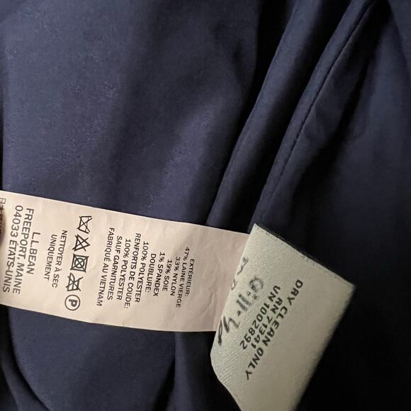 L.L.Bean Women's Tweed Blazer Jacket Wool Medium Blue Lined Elbow Patches - Picture 3 of 6